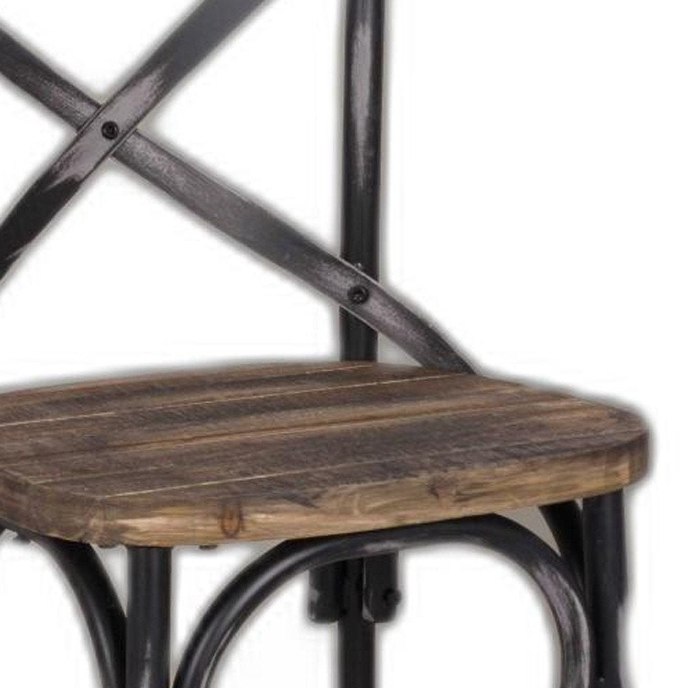 22" Brown And Black Iron Bar Chair HomeRoots