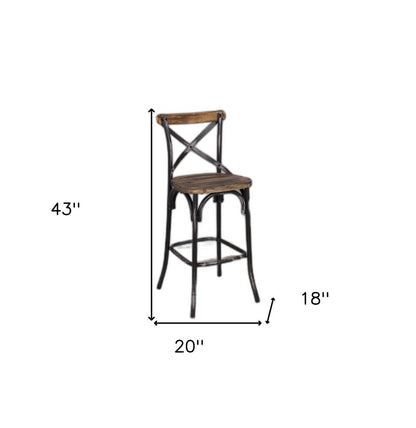 22" Brown And Black Iron Bar Chair HomeRoots
