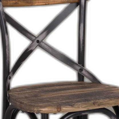 22" Brown And Black Iron Bar Chair HomeRoots