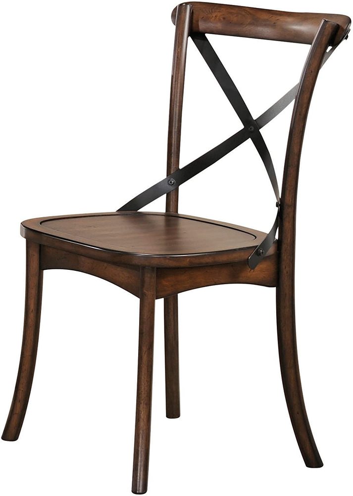 Set of Two Brown Cross Back Dining Side Chairs HomeRoots