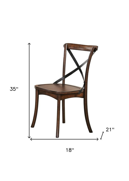 Set of Two Brown Cross Back Dining Side Chairs HomeRoots