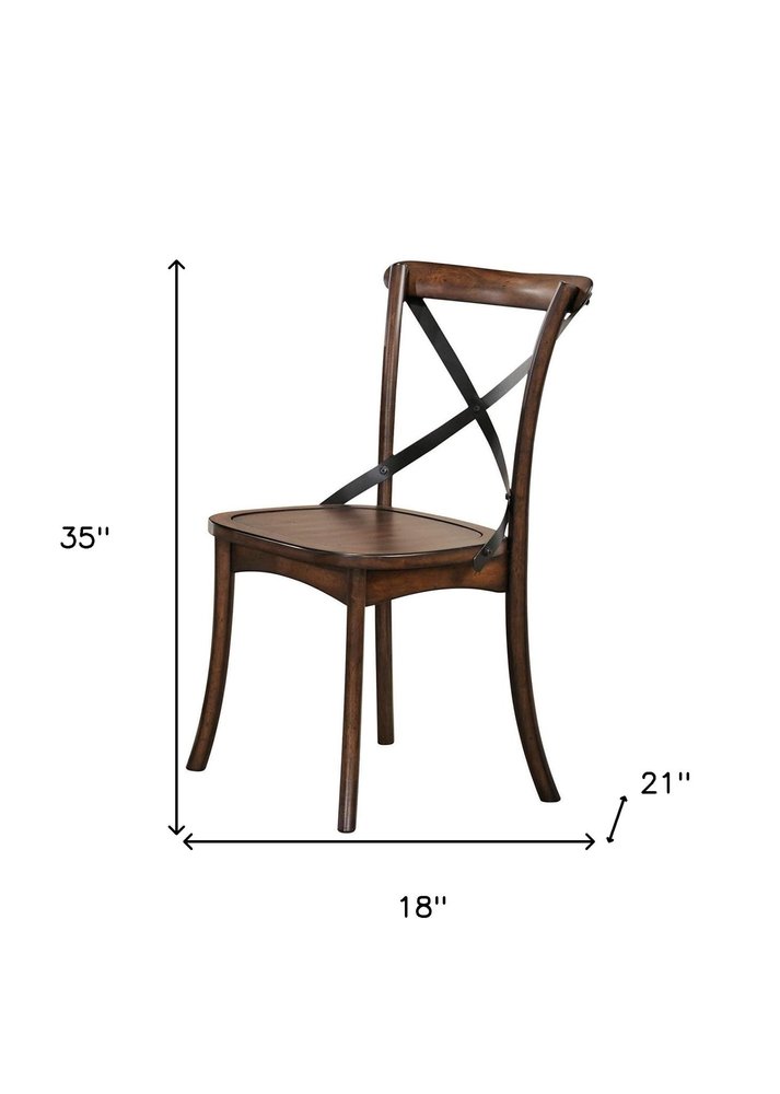 Set of Two Brown Cross Back Dining Side Chairs HomeRoots