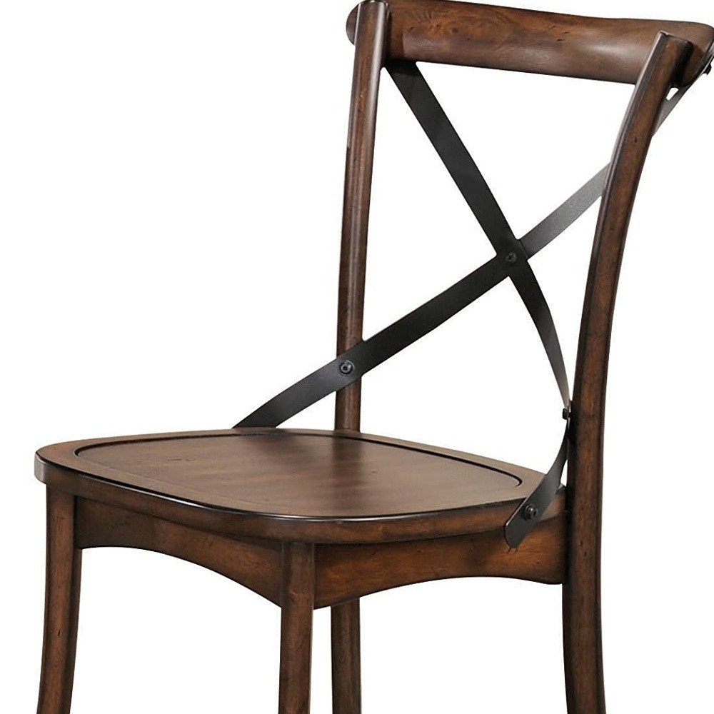 Set of Two Brown Cross Back Dining Side Chairs HomeRoots