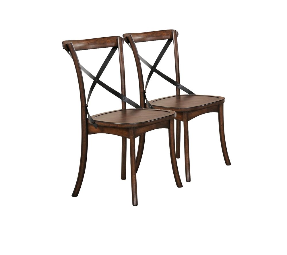 Set of Two Brown Cross Back Dining Side Chairs HomeRoots
