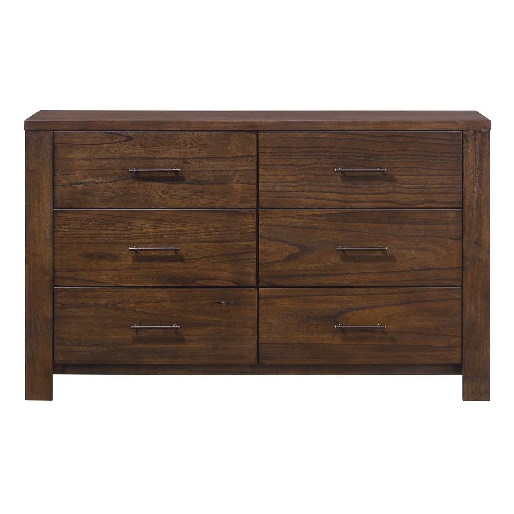 59" Brown Metal Six Drawer Dresser — view 1