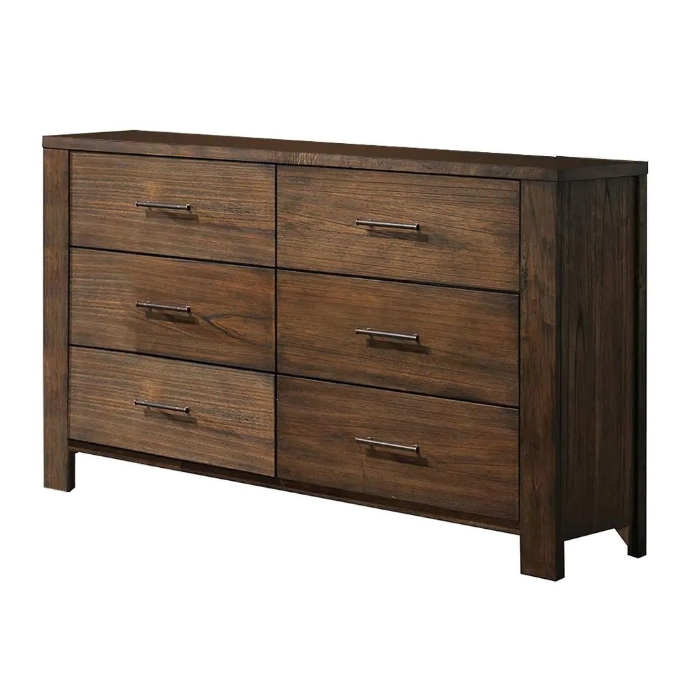 59" Brown Metal Six Drawer Dresser — view 5