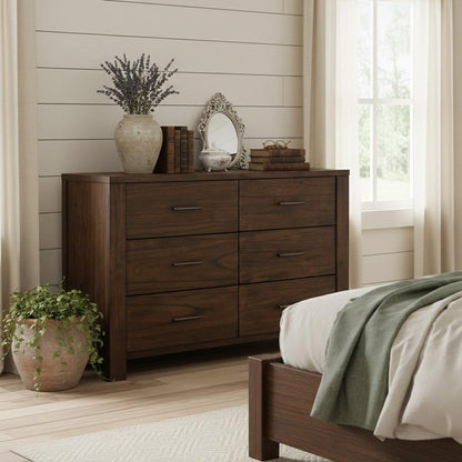59" Brown Metal Six Drawer Dresser HomeRoots