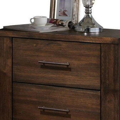 25" Brown Wood Two Drawer Nightstand HomeRoots