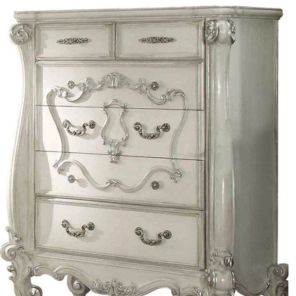 47" White Solid Wood Five Drawer Dresser HomeRoots
