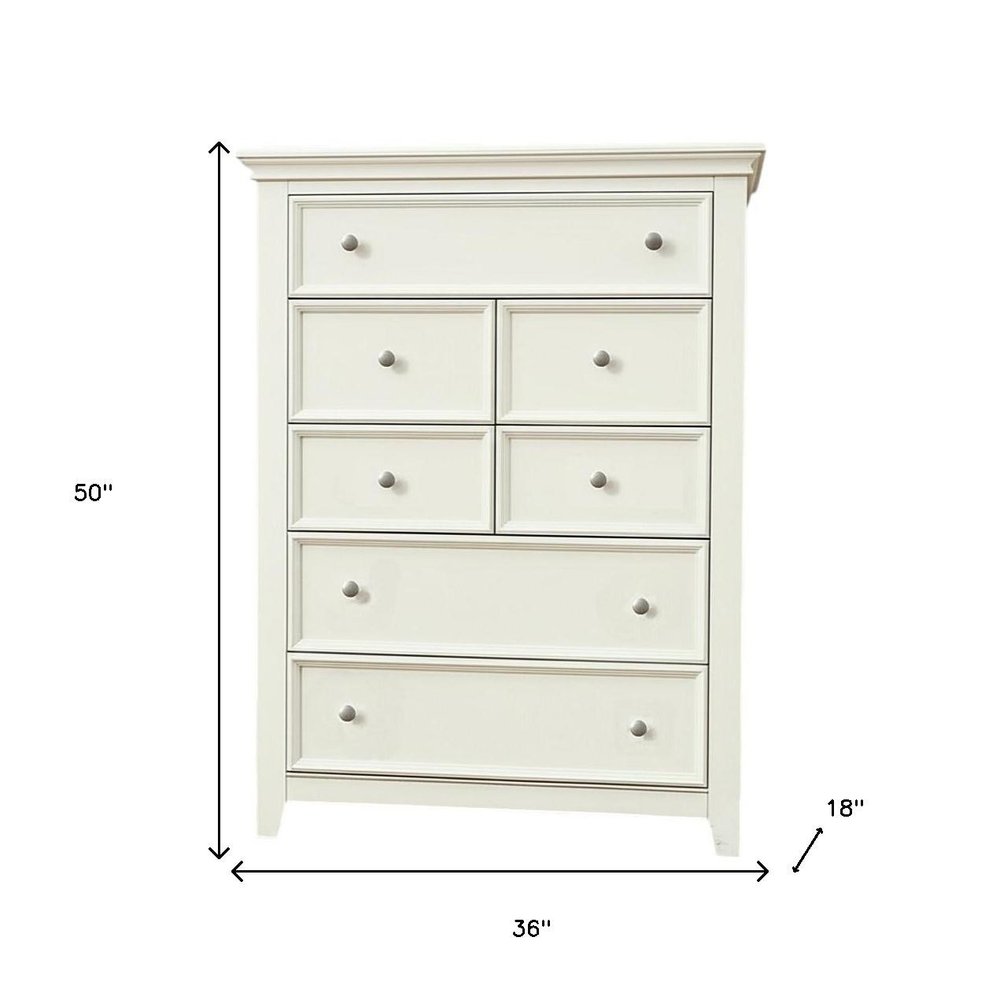 58" White Solid Wood Seven Drawer Triple Dresser — view 7