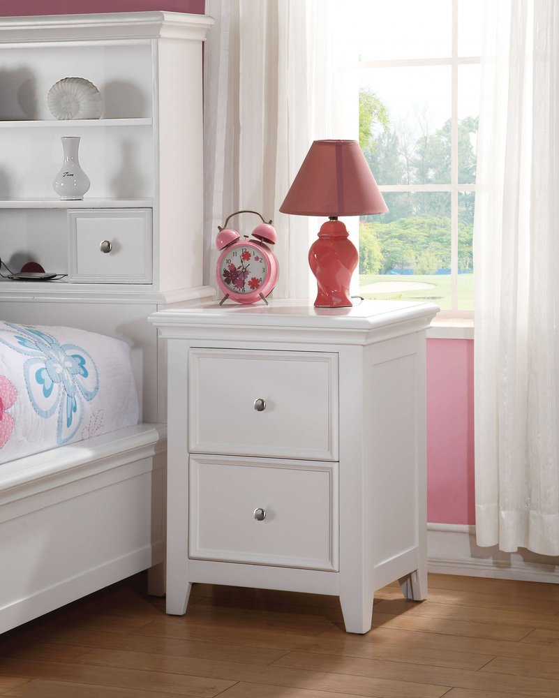 27" White Two Drawers Nightstand HomeRoots