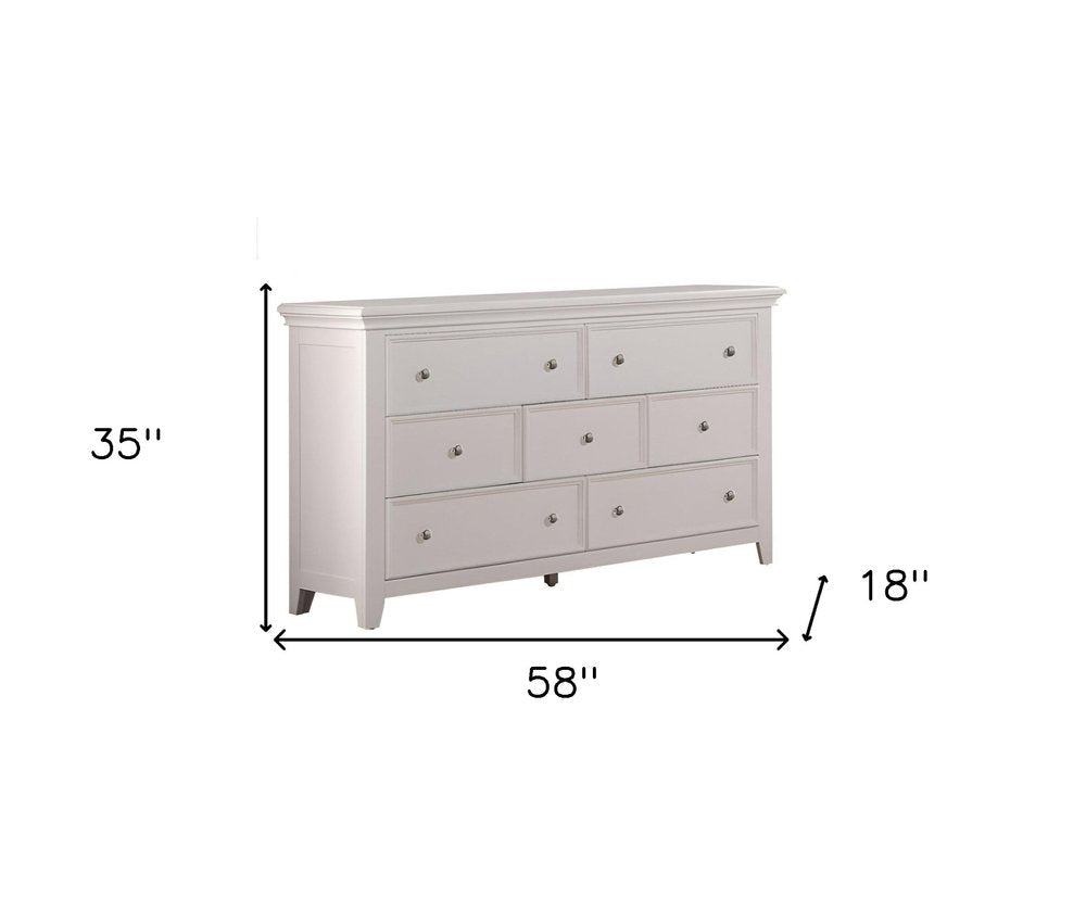 58" White Solid Wood Seven Drawer Triple Dresser HomeRoots