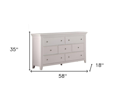 58" White Solid Wood Seven Drawer Triple Dresser HomeRoots