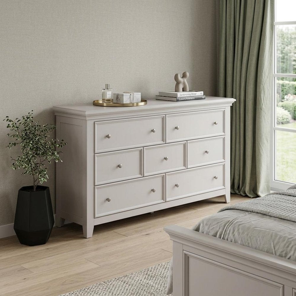 58" White Solid Wood Seven Drawer Triple Dresser HomeRoots