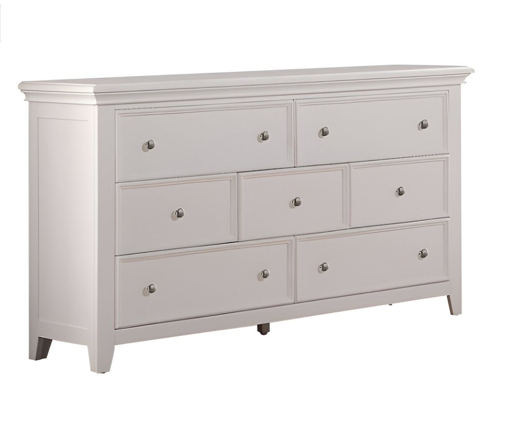 58" White Solid Wood Seven Drawer Triple Dresser HomeRoots