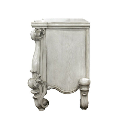 67" Antiqued White Wood Vanity Table With Seven Drawers HomeRoots