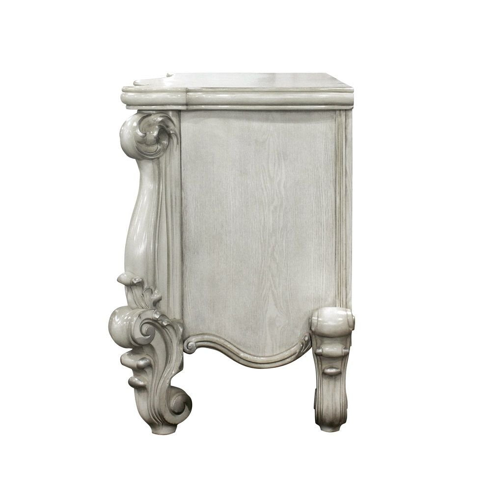 67" Antiqued White Wood Vanity Table With Seven Drawers HomeRoots