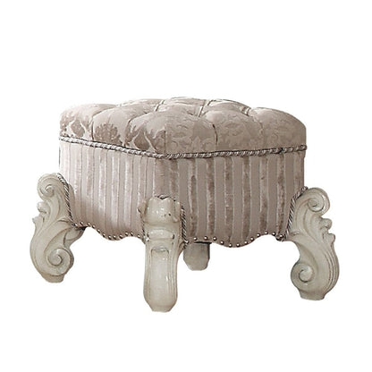 22" Chocolate Fabric Damask Footstool HomeRoots