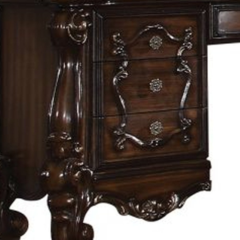 67" Antiqued White Wood Vanity Table With Seven Drawers HomeRoots