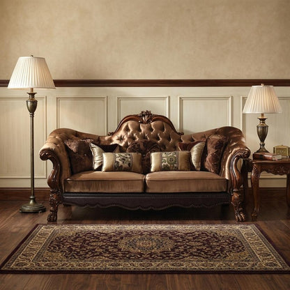 73" Dark Brown And Brown Velvet Loveseat and Toss Pillows HomeRoots