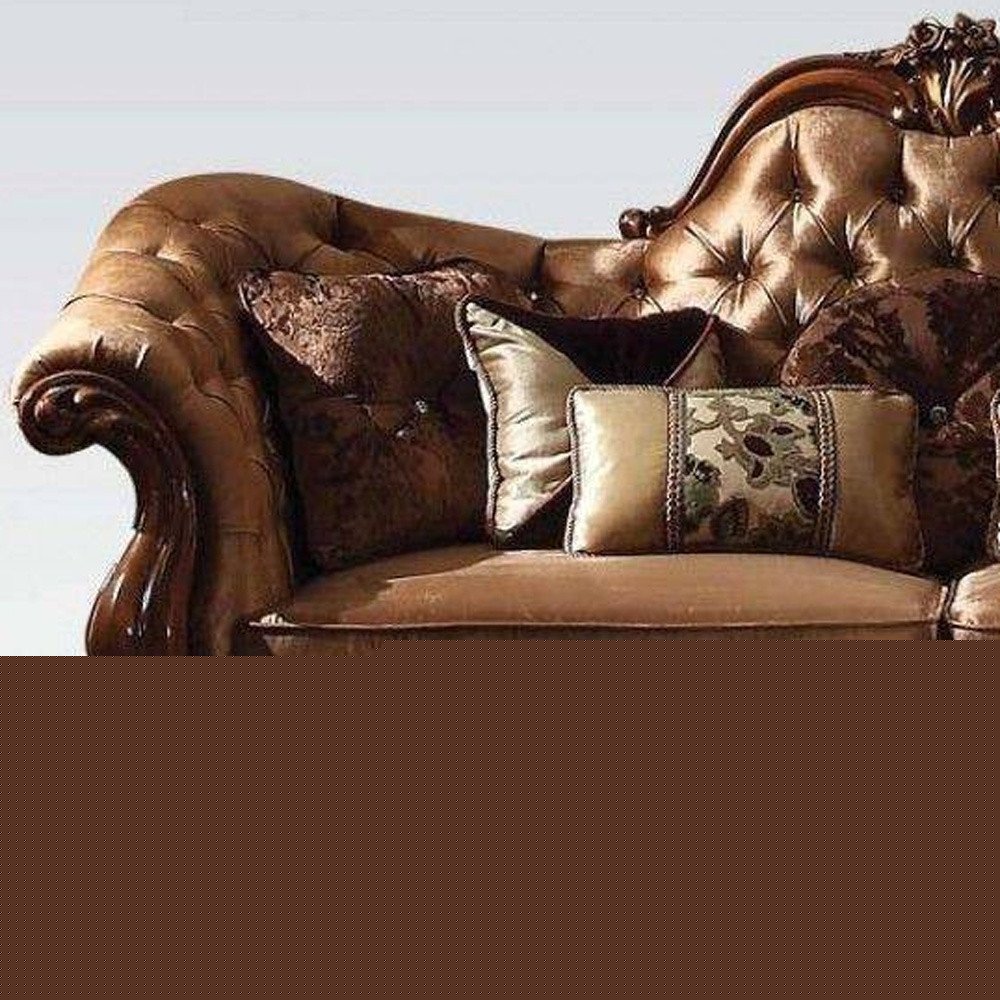 73" Dark Brown And Brown Velvet Loveseat and Toss Pillows HomeRoots