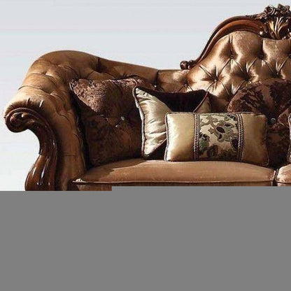 73" Dark Brown And Brown Velvet Loveseat and Toss Pillows HomeRoots
