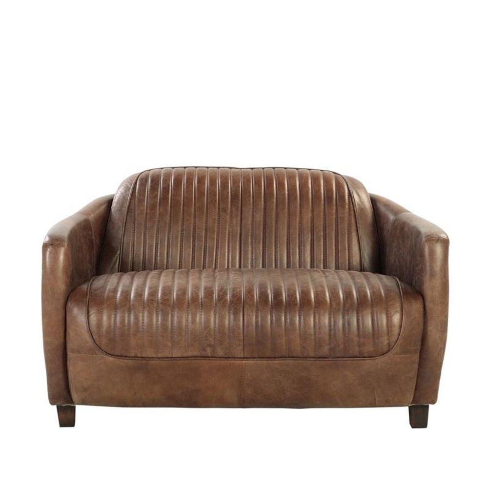 50" Brown Leather Loveseat HomeRoots