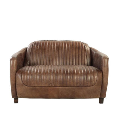 50" Brown Leather Loveseat HomeRoots