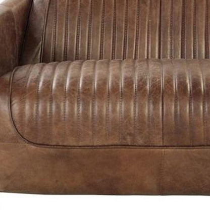 50" Brown Leather Loveseat HomeRoots