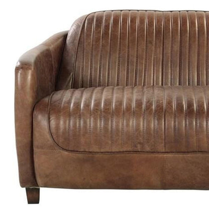 50" Brown Leather Loveseat HomeRoots