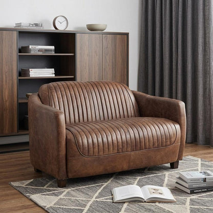 50" Brown Leather Loveseat HomeRoots