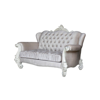 69" Ivory Chesterfield Loveseat and Toss Pillows HomeRoots