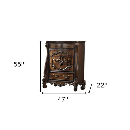 47" White Solid Wood Five Drawer Dresser HomeRoots