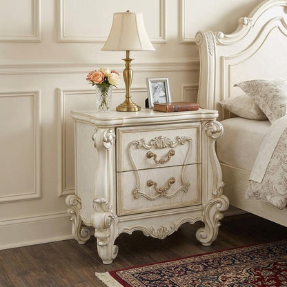 31" White Wood Two Drawer Nightstand HomeRoots