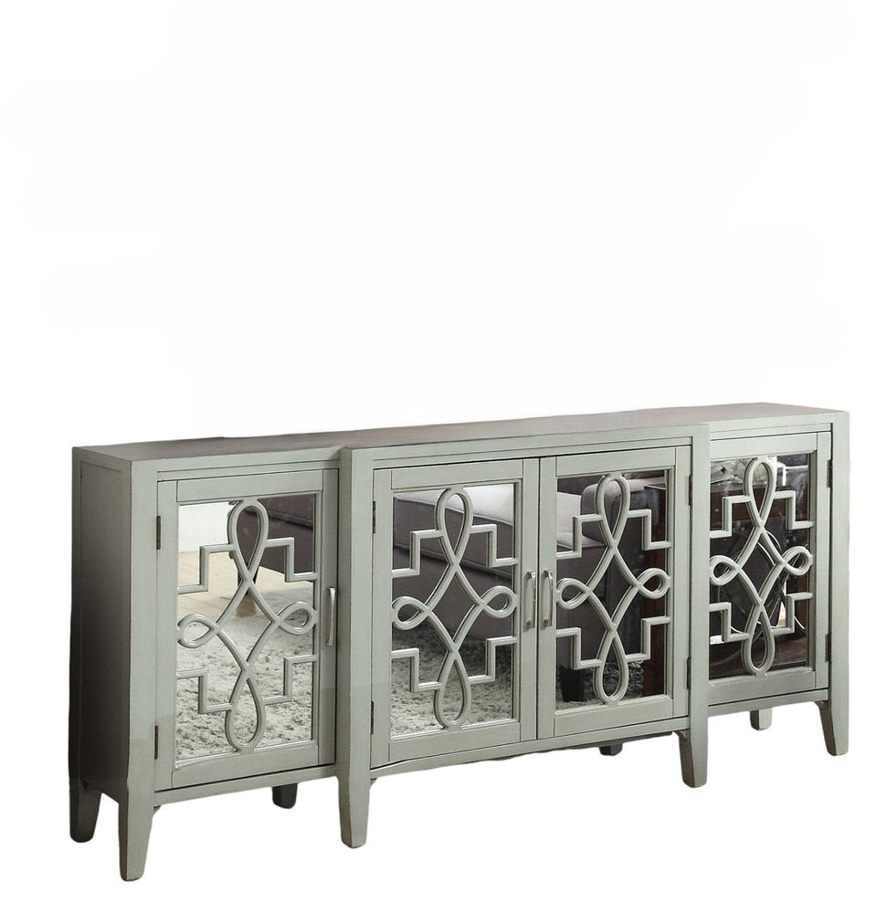 72" Black And Silver Mirrored Solid Wood Distressed Solid Console Table HomeRoots