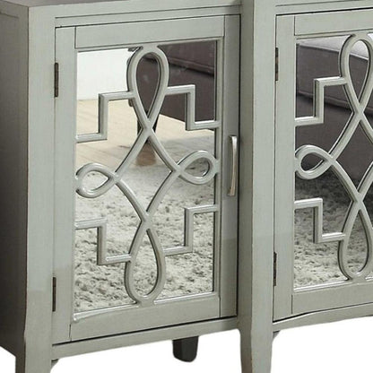 72" Black and Silver Mirrored Solid Wood and Glass Distressed Solid Console Table HomeRoots
