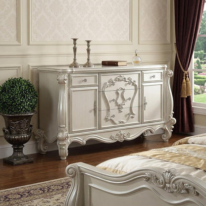38" White Solid Wood Six Drawer Combo Dresser HomeRoots