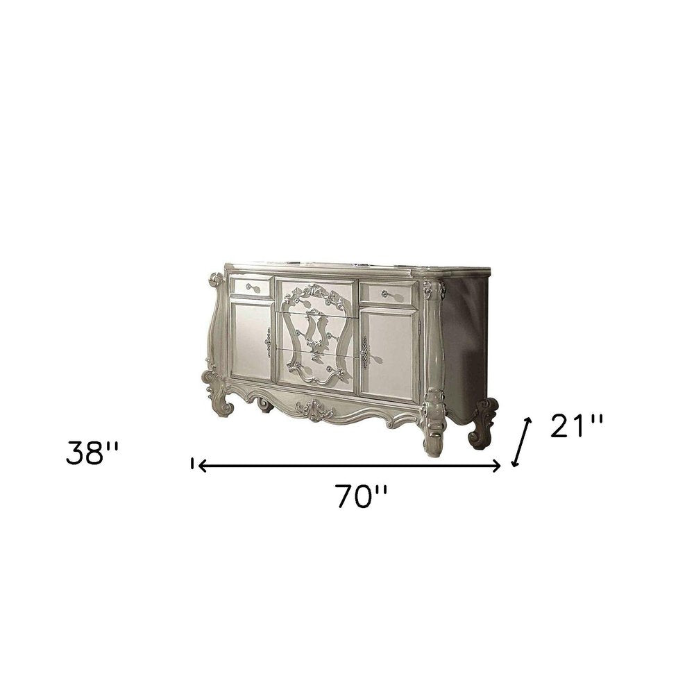 38" White Solid Wood Six Drawer Combo Dresser HomeRoots