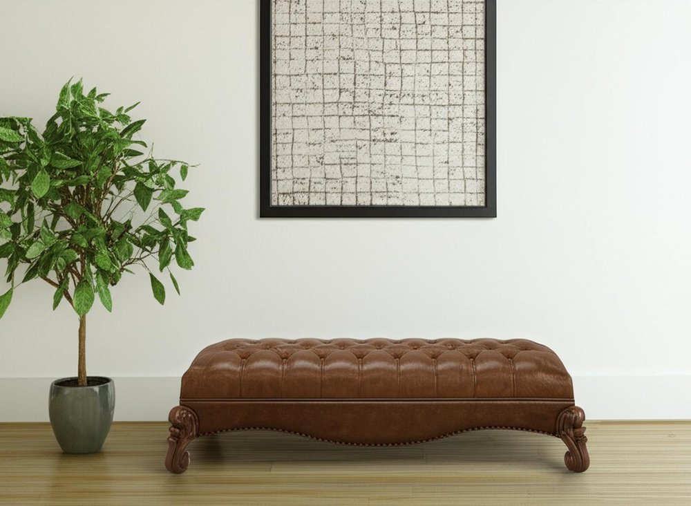 65" Brown Tufted Faux Leather Upholstered Bench HomeRoots