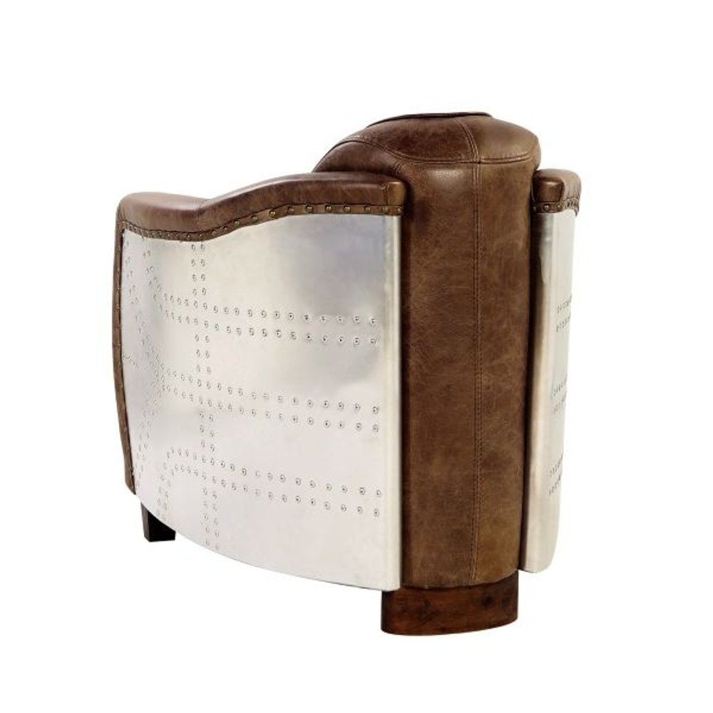 29" Brown Faux Leather Distressed Barrel Chair HomeRoots