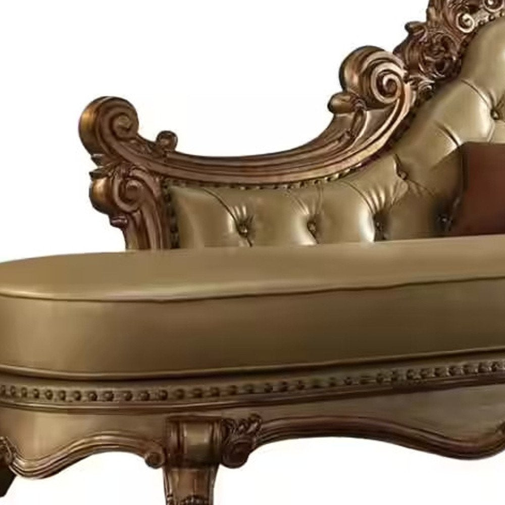 81" Bone and Pearl Faux Leather Tufted Lounge Chair And Toss Pillows HomeRoots