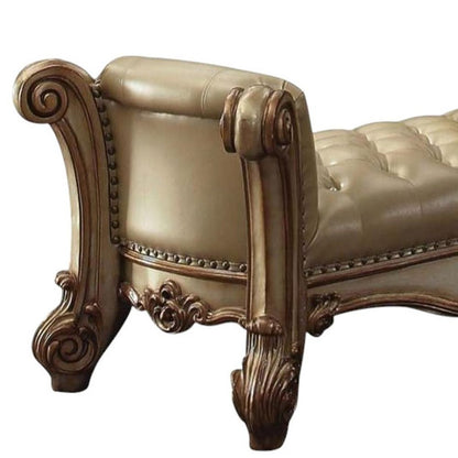 74" Brown and Dark Brown Upholstered Faux Leather Bench HomeRoots