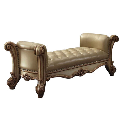 74" Brown and Dark Brown Upholstered Faux Leather Bench HomeRoots