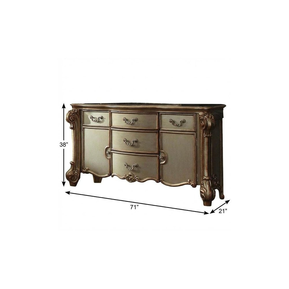 71" Solid Wood Five Drawer Dresser HomeRoots