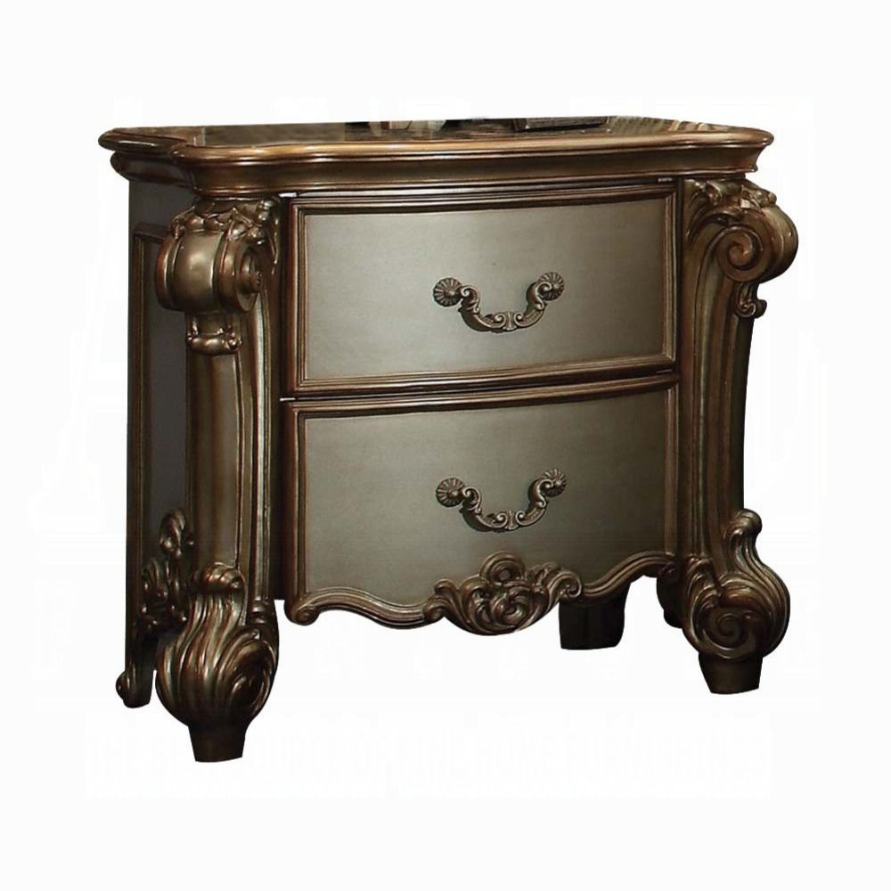 30" Bone Wood Two Drawer Nightstand HomeRoots