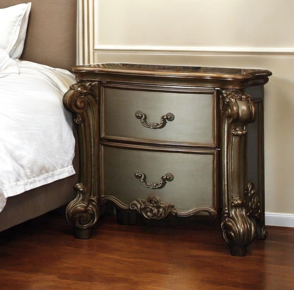 30" Bone Wood Two Drawer Nightstand HomeRoots