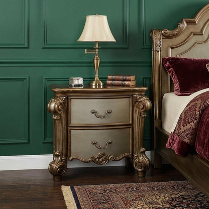 30" Bone Wood Two Drawer Nightstand HomeRoots