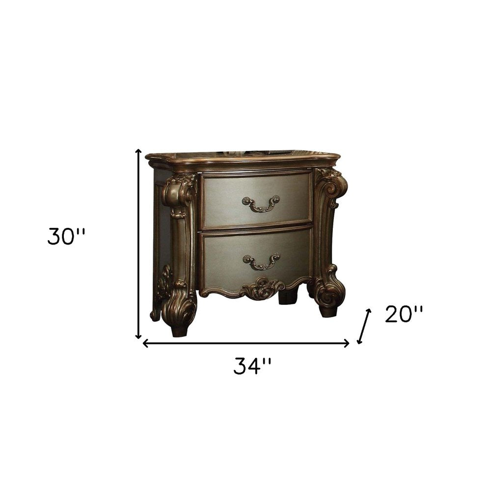 30" Bone Wood Two Drawer Nightstand HomeRoots