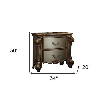 30" Bone Wood Two Drawer Nightstand HomeRoots