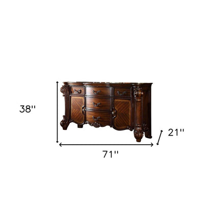71" Solid Wood Five Drawer Dresser HomeRoots